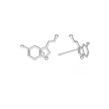 Cercei formula chimica Serotonina din Argint 925 - inchizatoare fluturas - tip surub