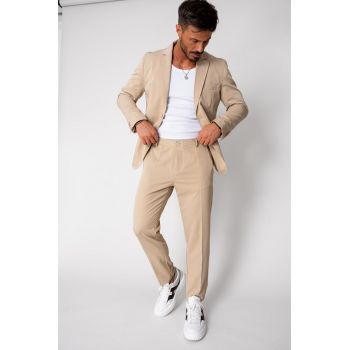 Costum sacou si pantalon lung Beige 15669