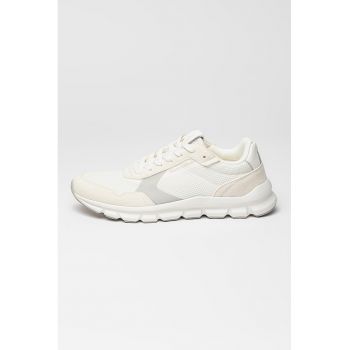 Pantofi sport cu insertii de piele si piele intoarsa