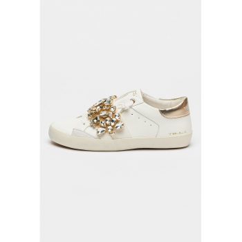 Pantofi sport de piele cu aplicatii de strasuri Sirius