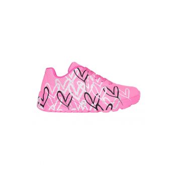 Pantofi sport de piele ecologica cu imprimeu cu inimi Street