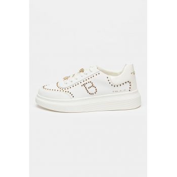 Pantofi sport flatform din piele cu tinte Fenice