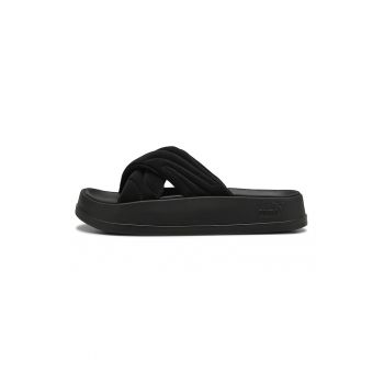 Papuci flatform cu bareta pufoasa din piele nabuc Leadcat