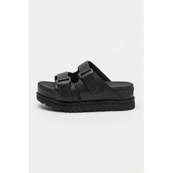 Papuci flatform din piele Goldenstar