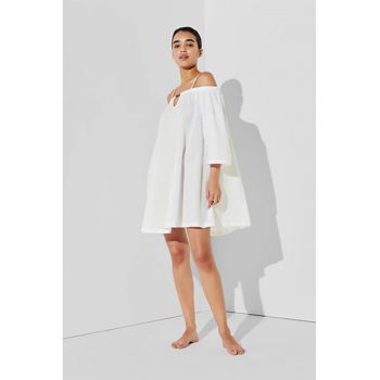Rochie de plaja din bumbac cu decupaje pe umeri