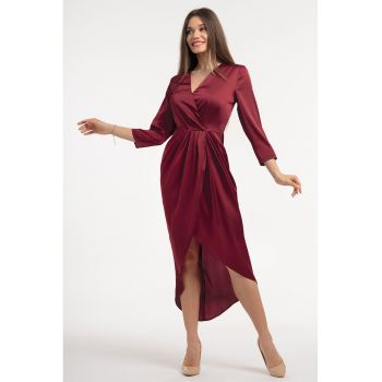 Rochie din satin cu decolteu in V