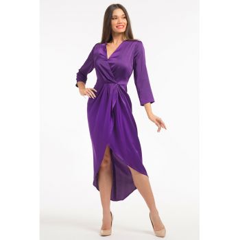 Rochie din satin cu decolteu in V