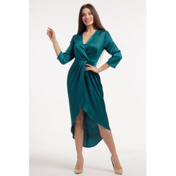 Rochie din satin cu decolteu in V