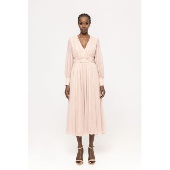 Rochie midi cu croiala A si strasuri