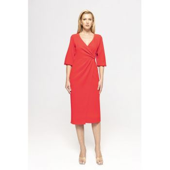 Rochie midi cu decolteu in V