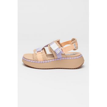 Sandale cu talpa wedge si inchidere velcro Decorum