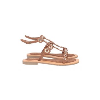 Sandale din piele intoarsa cu perforatii metalice River