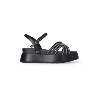 Sandale wedge din piele ecoologica