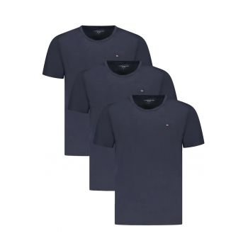 Set 3 tricouri barbati - cu mini logo - Regular fit - bleumarin