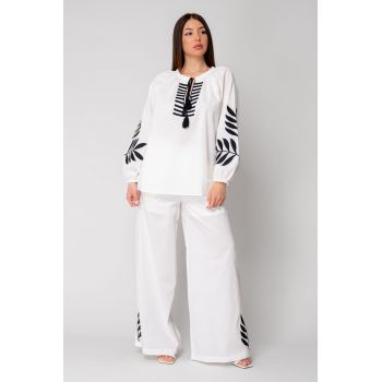 Set Bluza tip ie si Pantalon lung Off White/Black 16168
