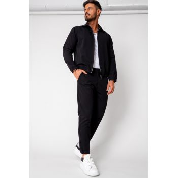 Set Caruso Jacheta cu fermoar si pantalon lung Black 15639