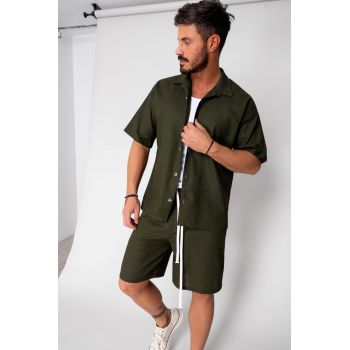 Set Island Mood camasa si pantalon scurt Kaki 16255