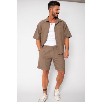 Set Sole camasa si pantalon scurt Brown 16549
