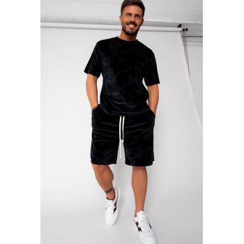 Set Velvet tricou si pantalon scurt Black 15926