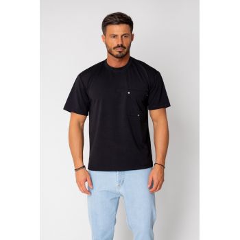 Tricou cu buzunar si capse Black 16047