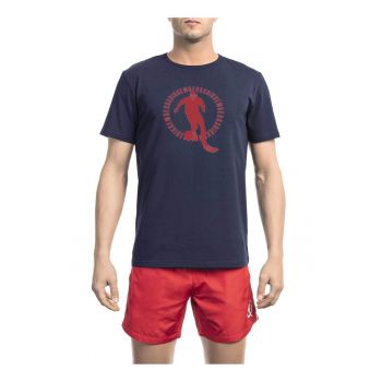 Tricou cu imprimeu si decolteu la baza gatului