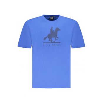 U.S. Grand POLO Tricou barbati cu imprimeu - cu decolteu la baza gatului - albastru deschis