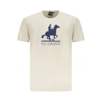 U.S. Grand POLO Tricou barbati cu imprimeu - cu decolteu la baza gatului - bej