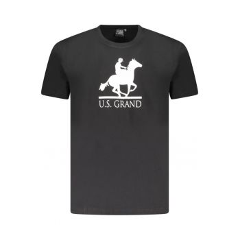 U.S. Grand POLO Tricou barbati cu imprimeu - cu decoteu la baza gatului - negru
