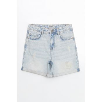 Blugi scurti din amestec de bumbac cu design 5 buzunare