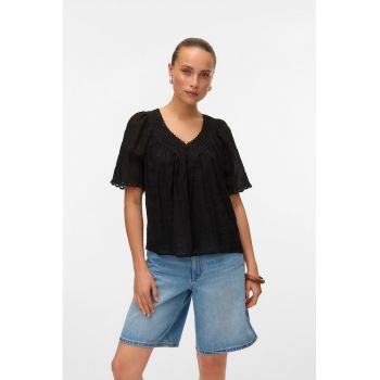 Bluza cu decolteu in V si maneci scurte