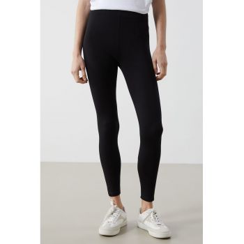 Pantaloni din amestec de bumbac cu talie inalta