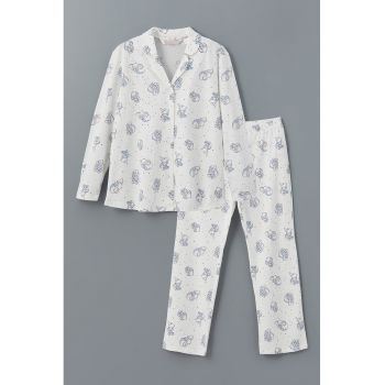 Pijama cu imprimeu si nasturi