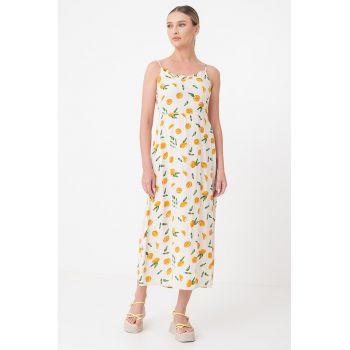 Rochie maxi cu decolteu cu volane