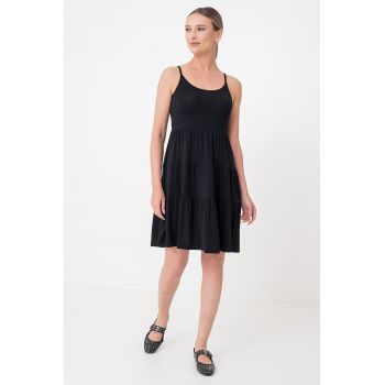 Rochie midi evazata cu decolteu rotund
