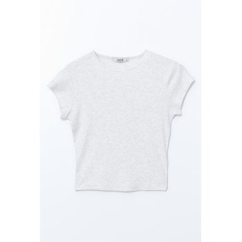Tricou crop din amestec de bumbac
