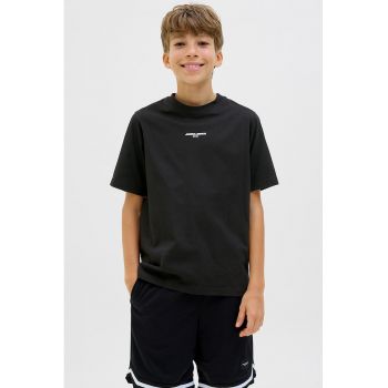 Tricou cu imprimeu si decolteu la baza gatului