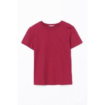Tricou din bumbac cu decolteu la baza gatului
