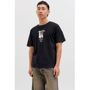 Tricou din bumbac cu detaliu cu imprimeu pe piept