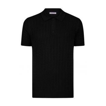 Tricou striat cu guler polo