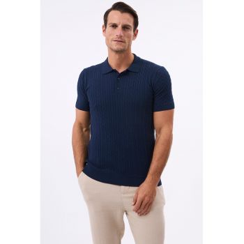 Tricou striat cu guler polo