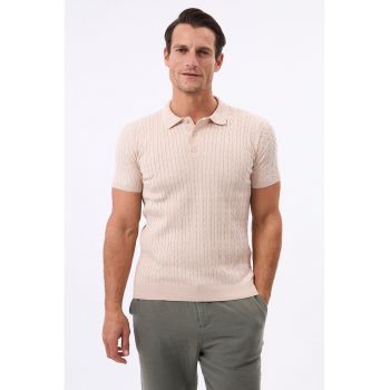 Tricou striat cu guler polo