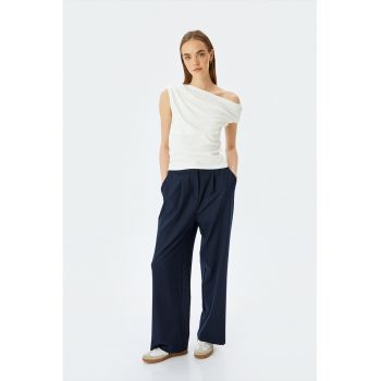 Bluza din amestec de bumbac cu decolteu asimetric