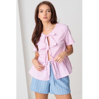 Bluza din amestec de bumbac cu decupaje