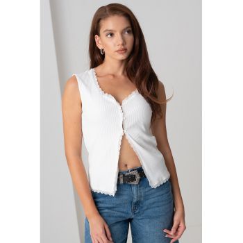 Bluza din amestec de bumbac organic si nasturi