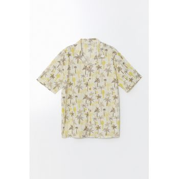 Camasa de bumbac cu imprimeu tropical