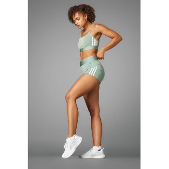 Pantaloni scurti cu talie inalta si logo pentru fitness