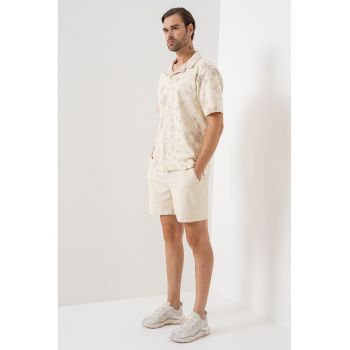Pantaloni scurti din amestec de in cu buzunare laterale
