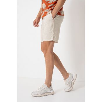 Pantaloni scurti din amestec de in cu snur de ajustare