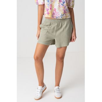 Pantaloni scurti din amestec de in cu talie elastica