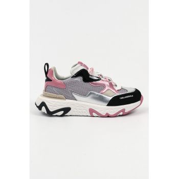 Pantofi sport cu model colorblock si garnituri din piele intoarsa
